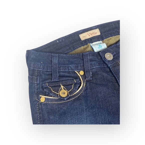 new Denim of Virtue ㋛ Y2K Justice Lurex Trim Flap Pockets Slim Jeans ㋛ Dark ㋛ - Picture 3 of 16